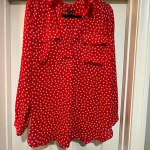 Ann Taylor Red Polka Dot Blouse